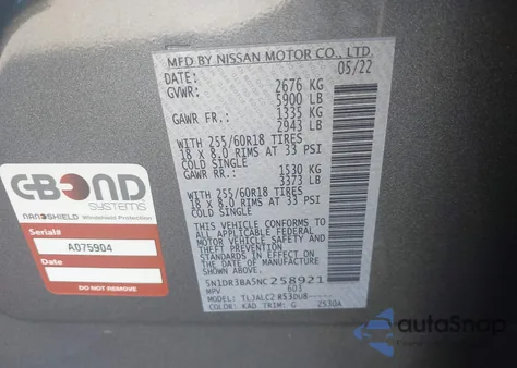 2022 Nissan Pathfinder Sv 2Wd z USA, uszkodzony, nr VIN 5N1DR3BA5NC258921